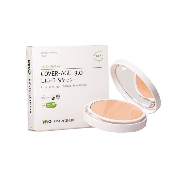 Стійка компактна тональна основа з матуючим покриттям Epigen Cover-Age 3.0 Light SPF 50+